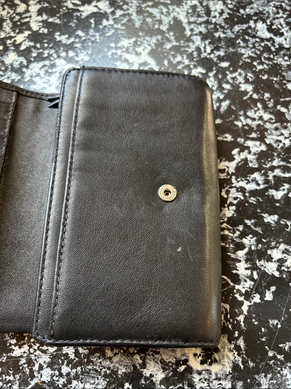 Coach SoHo Pleated Black Leather Wallet with Silver Logo